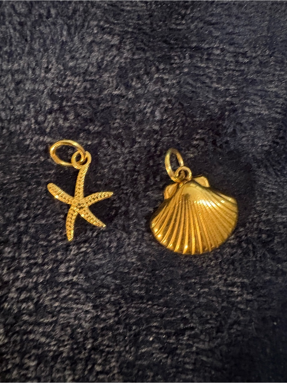 Gold Seashell and Starfish Charms